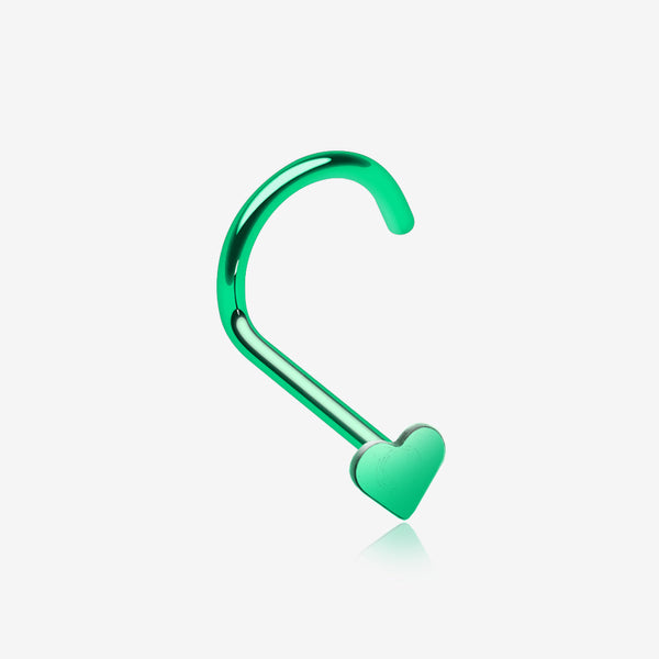 Colorline Heart Nose Screw Ring-Green