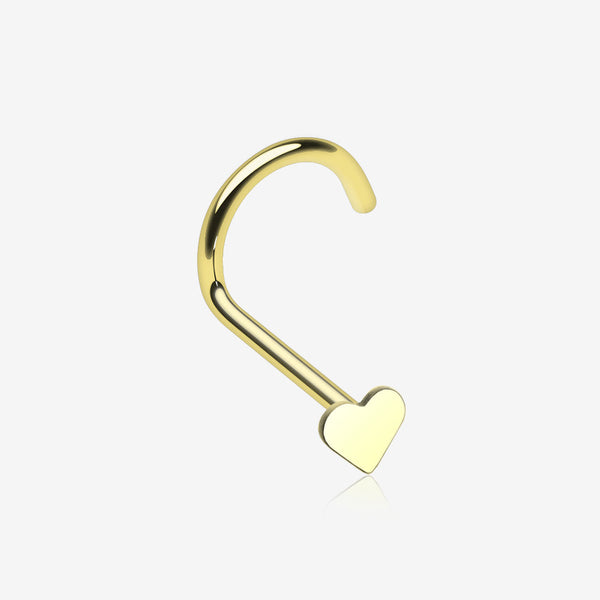 Golden Heart Nose Screw Ring-Gold