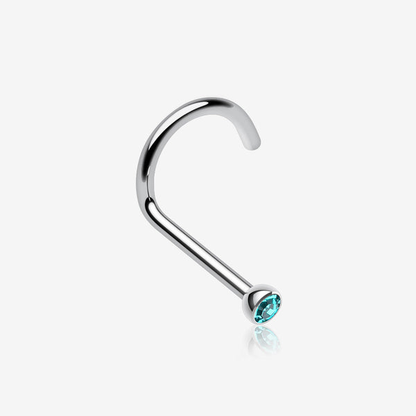 Press Fit Gem Top Steel Nose Screw Ring-Teal