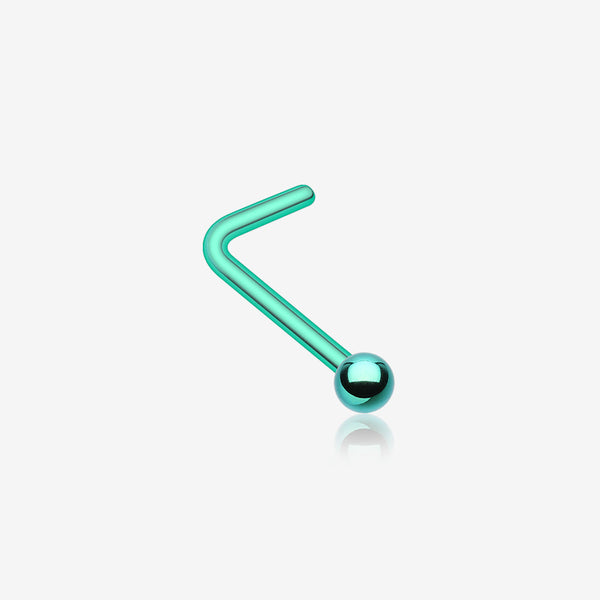 Colorline Ball Top L-Shaped Nose Ring-Green