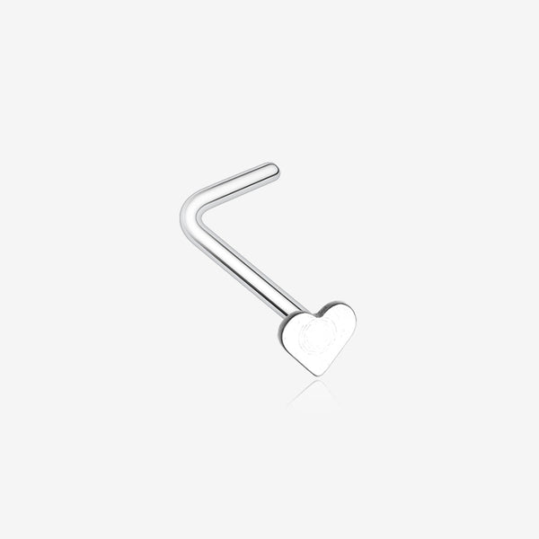 Steel Heart L-Shaped Nose Ring-Steel