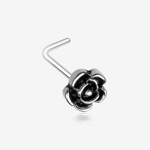 Vintage Rose Icon L-Shaped Nose Ring-Steel