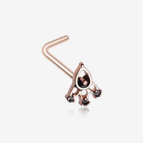 Rose Gold Victoria Trident Icon L-Shaped Nose Ring-Rose Gold