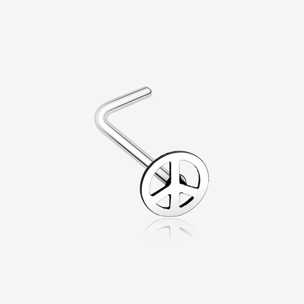 Peace Icon L-Shaped Nose Ring-Steel