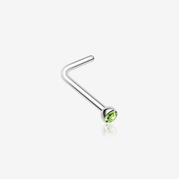 Press Fit Gem Top L-Shaped Nose Ring-Light Green