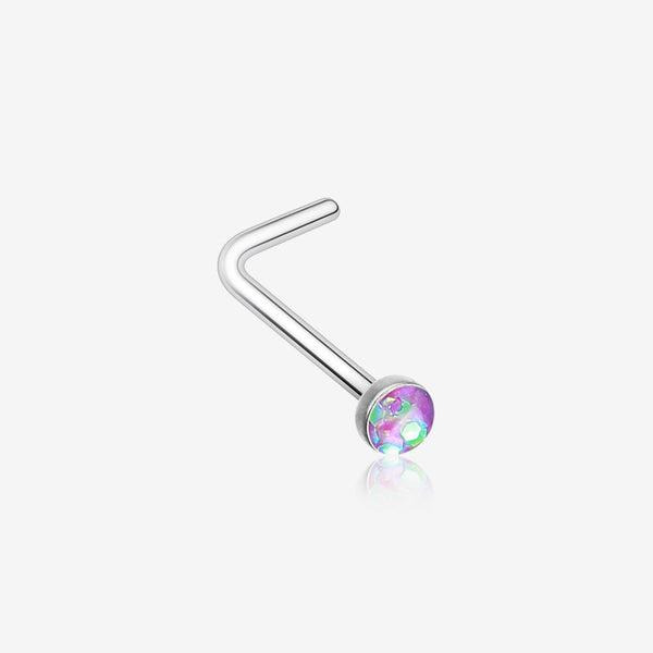 Opal Sparkle L-Shaped Nose Ring-Purple