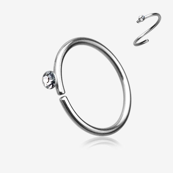 Gem Top Bendable Steel Nose Hoop-Clear Gem