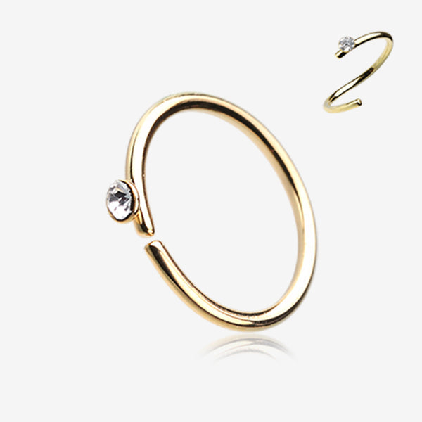 Golden Gem Top Bendable Steel Nose Hoop-Clear Gem