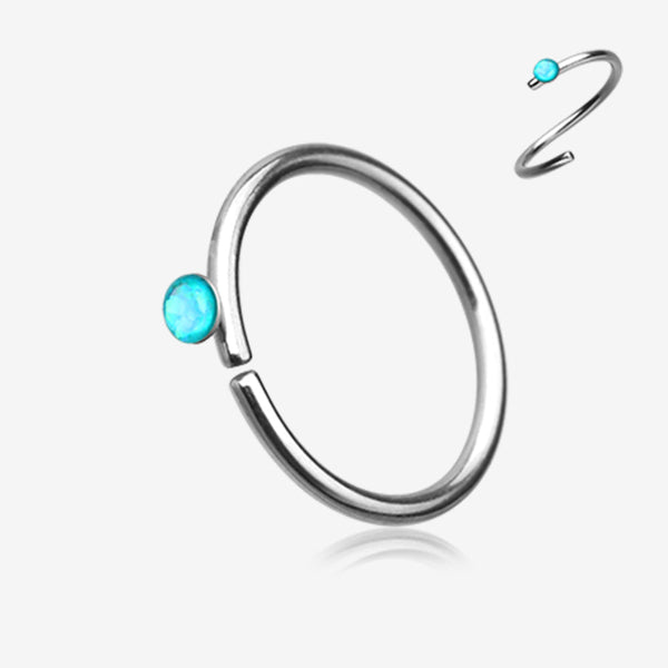 Opal Sparkle Bendable Steel Nose Hoop-Teal