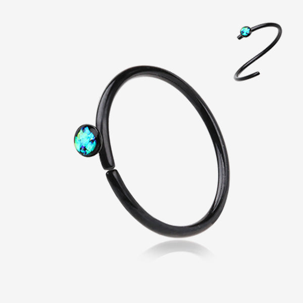 Colorline Opal Sparkle Bendable Steel Nose Hoop-Black/Black