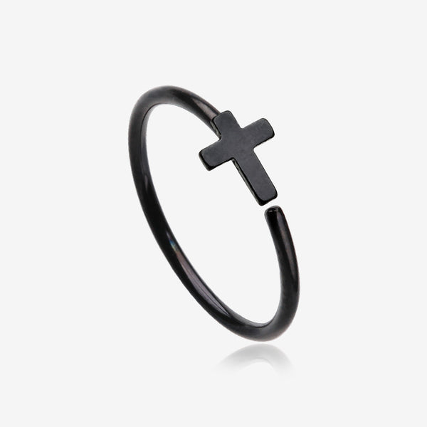 Colorline Cross Bendable Nose Hoop-Black