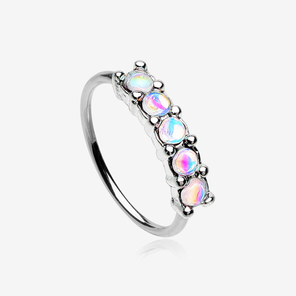 Iridescent Revo Multi Sparkles Princess Prong Bendable Hoop Ring