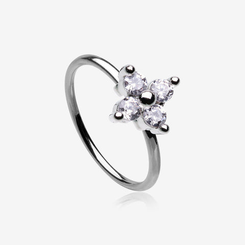 Radiant Star Sparkle Bendable Hoop Ring-Clear Gem