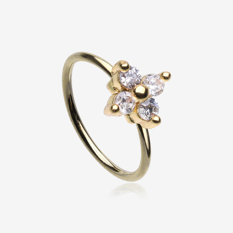 Golden Radiant Star Sparkle Bendable Hoop Ring-Clear Gem