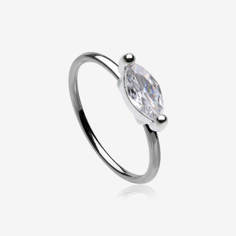 Classic Marquise Gem Sparkle Bendable Hoop Ring-Clear Gem