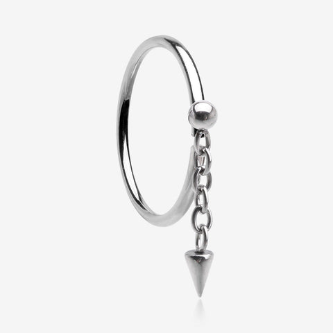 Steel Ball Dangle Chained Spike Bendable Hoop Ring