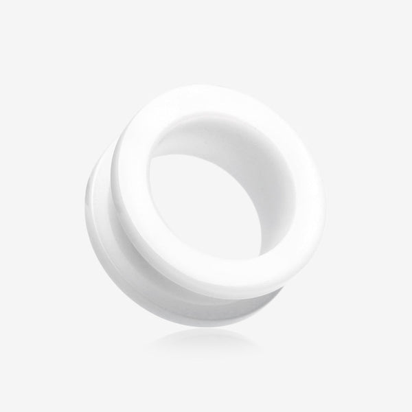 A Pair of Basic UV Acrylic Screw-Fit Ear Gauge Tunnel Plug-White