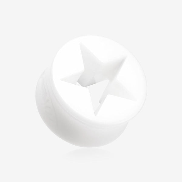 A Pair of Hollow Star Double Flared Ear Gauge Plug-White