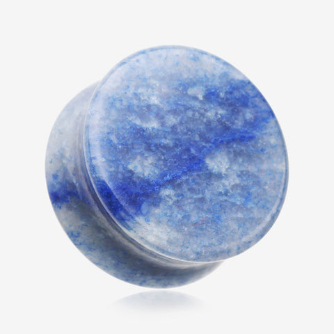 A Pair of Blue Aventurine Stone Double Flared Ear Gauge Plug