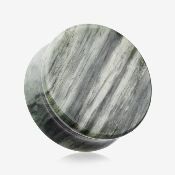 A Pair of Green Line Jasper Stone Double Flared Ear Gauge Plug