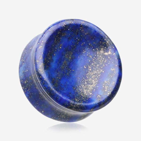 A Pair of Lapis Lazuli Concave Stone Double Flared Ear Gauge Plug