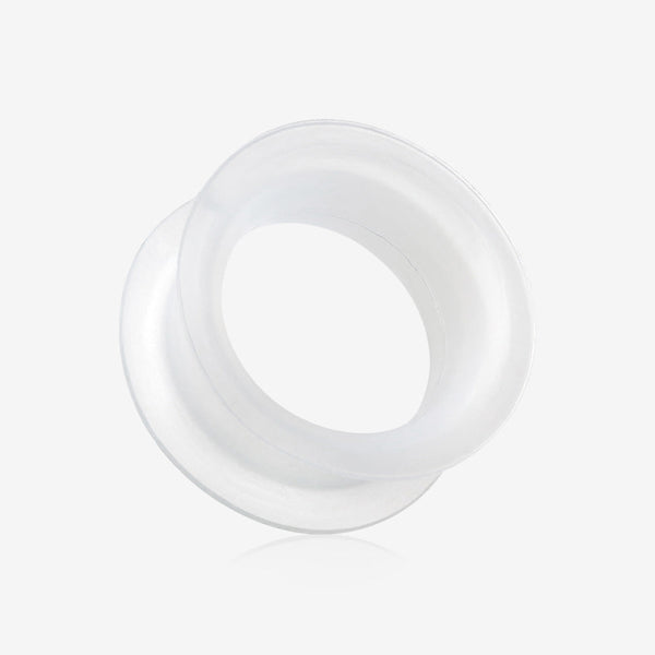 A Pair of Ultra Thin Flexible Silicone Ear Skin Double Flared Tunnel Plug-Clear Gem