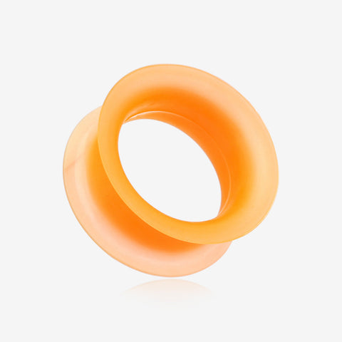 A Pair of Ultra Thin Flexible Silicone Ear Skin Double Flared Tunnel Plug-Orange