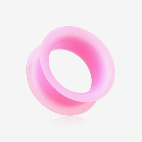 A Pair of Ultra Thin Flexible Silicone Ear Skin Double Flared Tunnel Plug-Pink