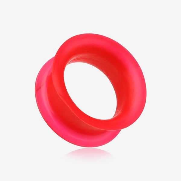 A Pair of Ultra Thin Flexible Silicone Ear Skin Double Flared Tunnel Plug-Red