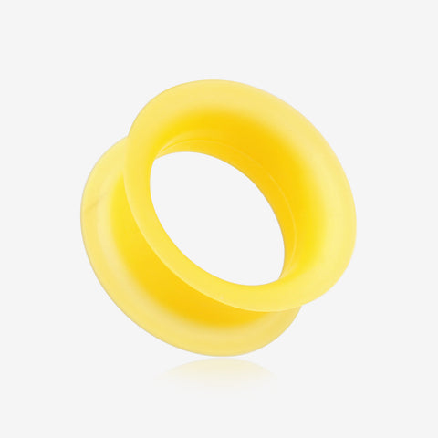 A Pair of Ultra Thin Flexible Silicone Ear Skin Double Flared Tunnel Plug-Yellow