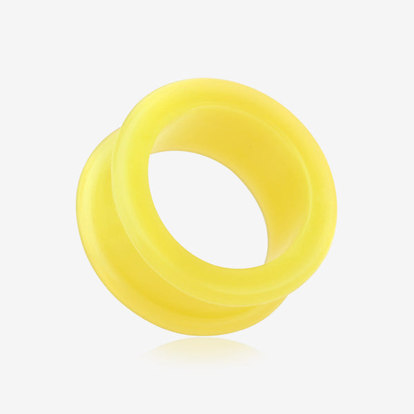 A Pair of Flexible Silicone Double Flared Ear Gauge Tunnel Plug-Yellow