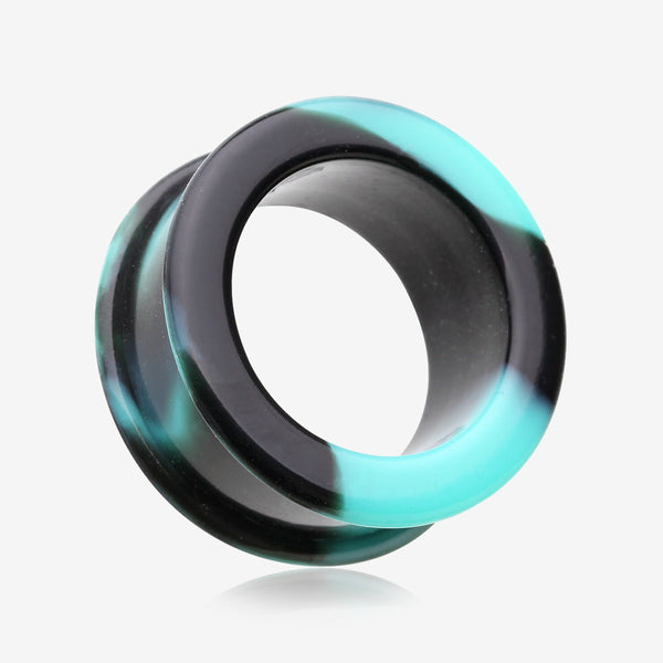 A Pair of Dark Galaxy Camo Flexible Silicone Double Flared Tunnel Plug