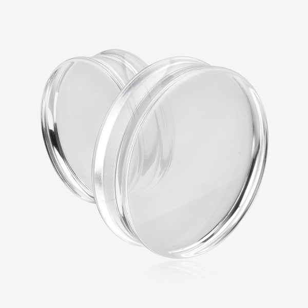 A Pair of Basic UV Acrylic Double Flared Ear Gauge Plug-Clear Gem