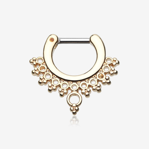 Golden Grand Entice Filigree Septum Clicker-Gold