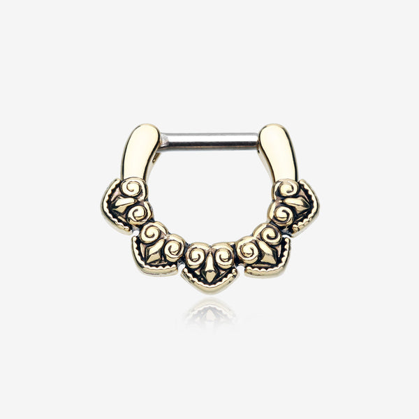 Golden Tribal Penta Septum Clicker-Gold