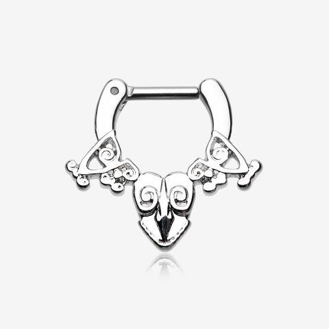 Luria Tribal Filigree Septum Clicker-Steel