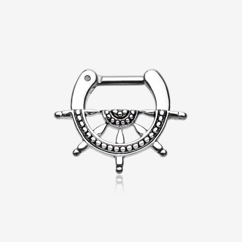 Classic Nautical Wheel Septum Clicker-Steel