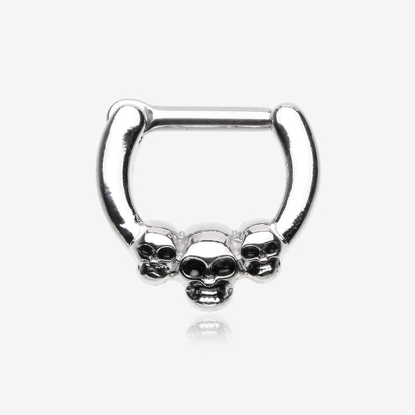 Triple Death Skulls Clicker Ring