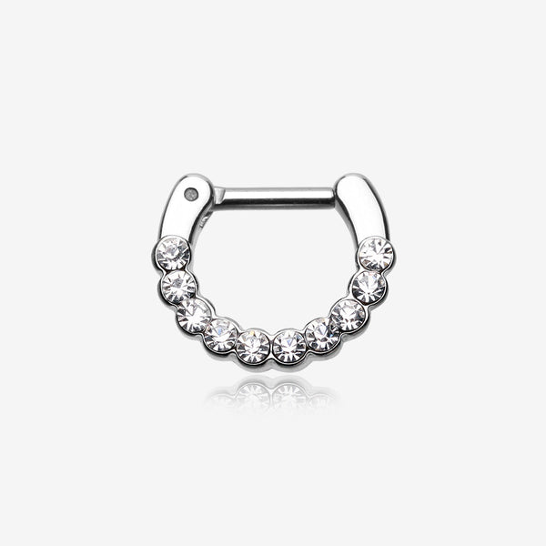 Glistening Multi-Gem Septum Clicker-Clear Gem