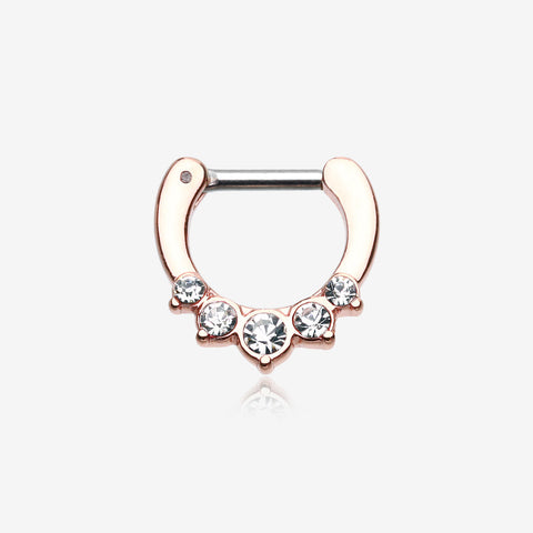 Rose Gold Multi-Gem Precia Septum Clicker-Clear Gem