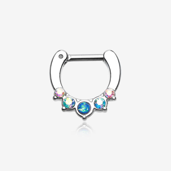 Classic Opal Precia Septum Clicker-Aurora Borealis