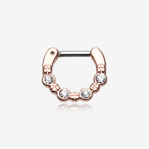 Rose Gold Elan Multi-Gem Septum Clicker-Clear Gem