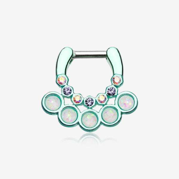 Colorline Opal Aureole Gemina Septum Clicker-Teal/Aurora Borealis/White