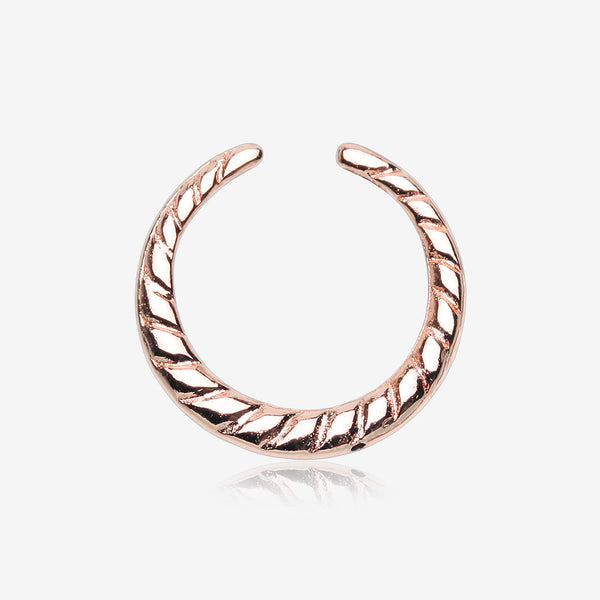 Rose Gold Lucia Textured Rope Steel Pincher Septum Ring