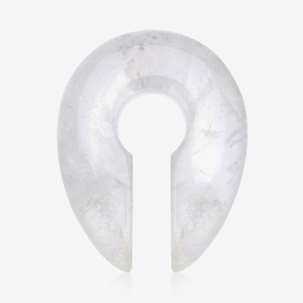 A Pair of Clear Quartz Stone Keyhole Ear Weight Gauge Hanger