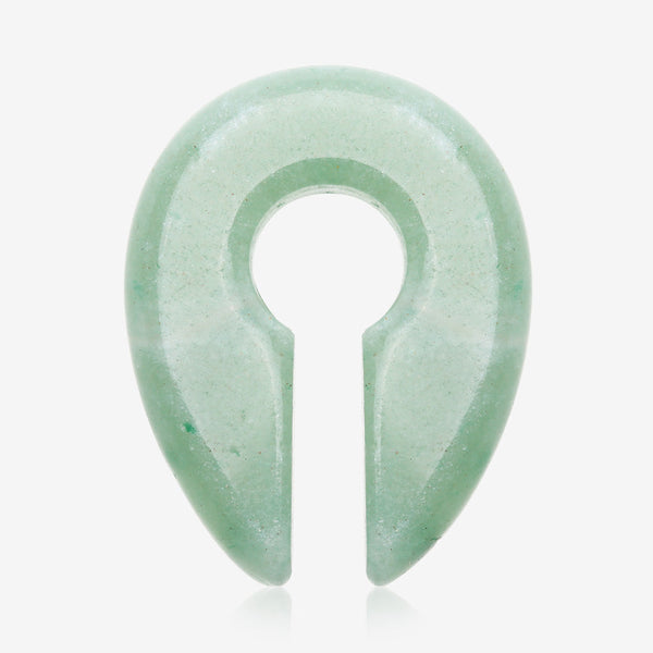 A Pair of Green Jade Aventurine Stone Keyhole Ear Weight Gauge Hanger