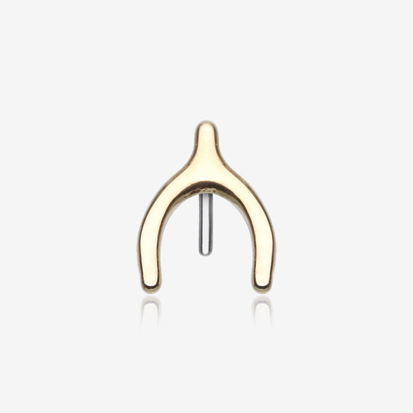 14 Karat Gold OneFit Threadless Wishbone Charm Top Part