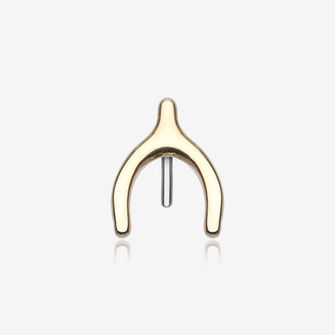 14 Karat Gold OneFit Threadless Wishbone Charm Top Part