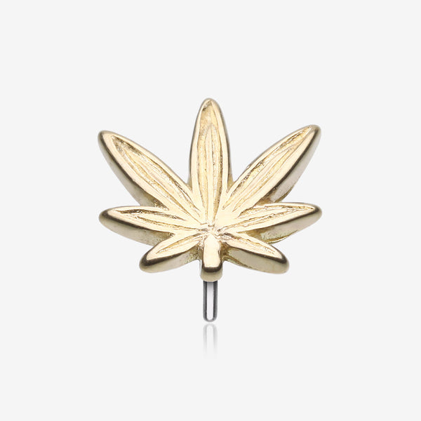 14 Karat Gold OneFit Threadless Cannabis Pot Leaf Top Part