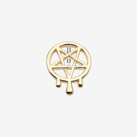 14 Karat Gold OneFit Threadless Dripping Pentagram Top Part